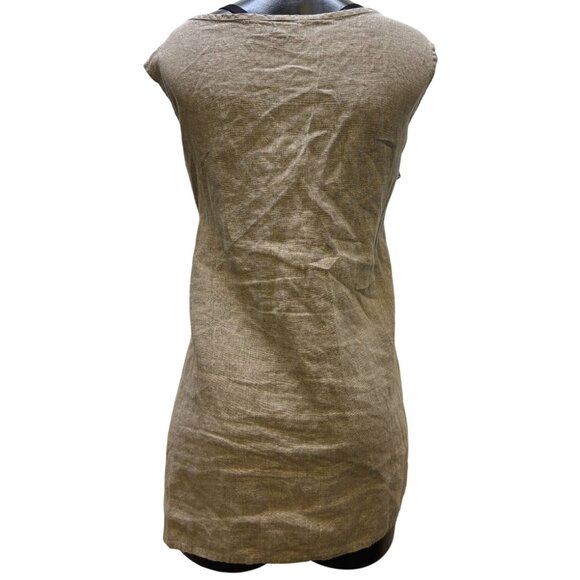 Flax Linen Sleeveless Tank Top Brown 2X - Picture 2 of 5